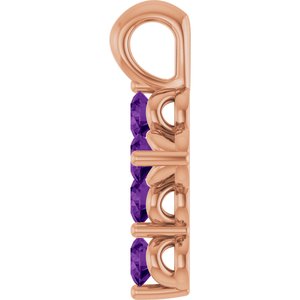 14K Rose Gold Natural Amethyst Cross Pendant
