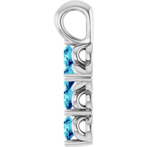 14K White Gold Natural Blue Zircon Cross Pendant