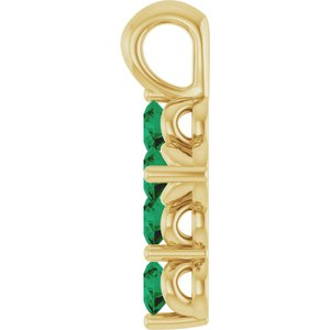 14K Yellow Gold Lab-Grown Emerald Cross Pendant
