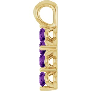 14K Yellow Gold Natural Amethyst Cross Pendant