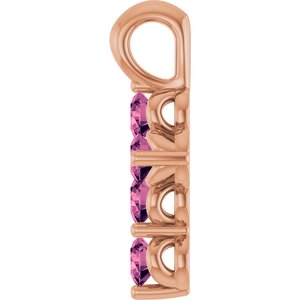 14K Rose Gold Natural Pink Tourmaline Cross Pendant