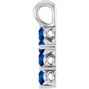 14K White Gold Natural Blue Sapphire Cross Pendant