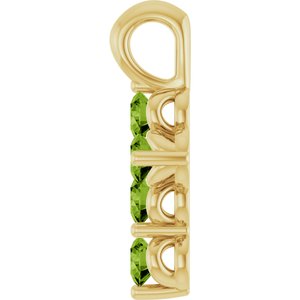 14K Yellow Gold Natural Peridot Cross Pendant