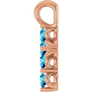 14K Rose Gold Natural Blue Zircon Cross Pendant