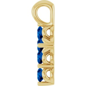 14K Yellow Gold Lab-Grown Blue Sapphire Cross Pendant