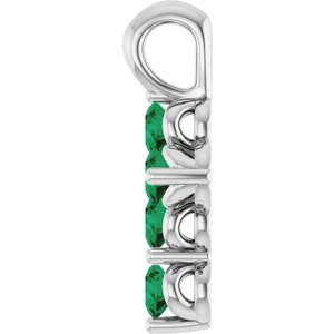 Sterling Silver Lab-Grown Emerald Cross Pendant