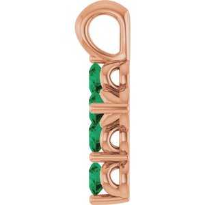 14K Rose Gold Natural Emerald Cross Pendant