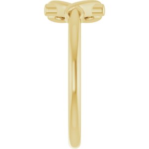 14K Yellow Gold Cross with Heart Youth Ring