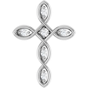 Sterling Silver .08 CTW Natural Diamond Cross Pendant
