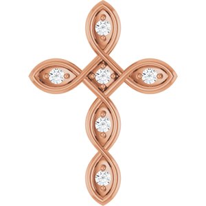 14K Rose Gold .08 CTW Natural Diamond Cross Pendant