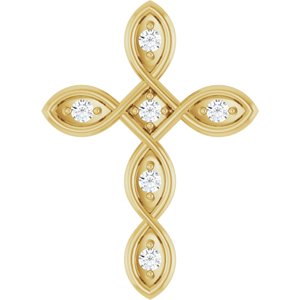 14K Yellow Gold .08 CTW Natural Diamond Cross Pendant