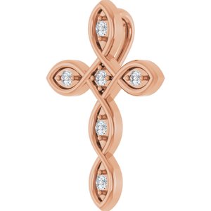 14K Rose Gold .08 CTW Natural Diamond Cross Pendant
