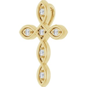 14K Yellow Gold .08 CTW Natural Diamond Cross Pendant