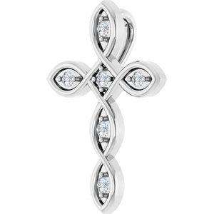 14K White Gold .08 CTW Natural Diamond Cross Pendant