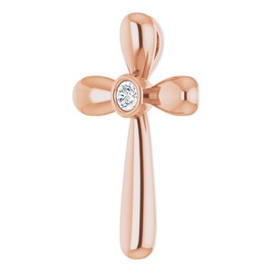 14K Rose Gold .10 CT Natural Diamond Cross Pendant
