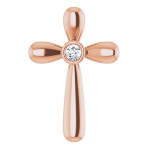 14K Rose Gold .10 CT Natural Diamond Cross Pendant
