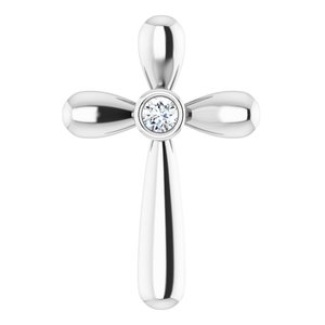 Platinum .10 CT Natural Diamond Cross Pendant