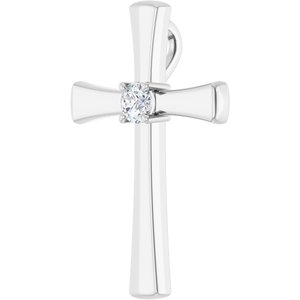 14K White Gold 1/5 CTW Natural Diamond Cross Pendant
