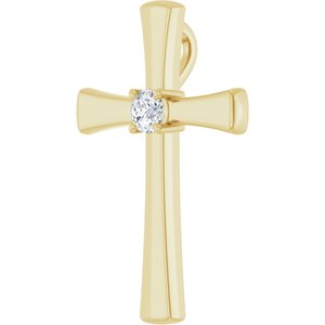 14K Yellow Gold 1/5 CTW Natural Diamond Cross Pendant