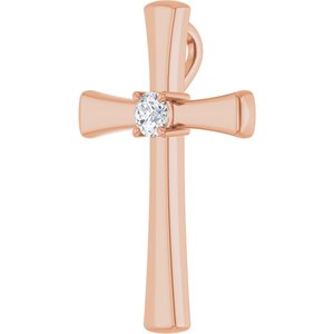 14K Rose Gold 1/5 CTW Natural Diamond Cross Pendant