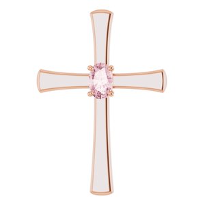 14K Rose Gold Natural Morganite Cross Pendant