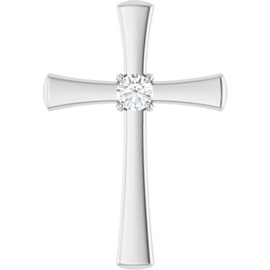 14K White Gold 1/5 CTW Natural Diamond Cross Pendant