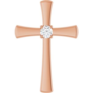 14K Rose Gold 1/5 CTW Natural Diamond Cross Pendant