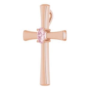 14K Rose Gold Natural Morganite Cross Pendant