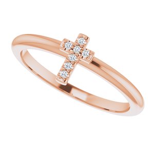 14K Rose Gold .03 CTW Natural Diamond Stackable Cross Ring