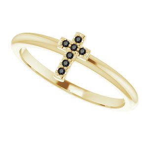 14K Yellow Gold .04 CTW Natural Black Diamond Stackable Cross Ring