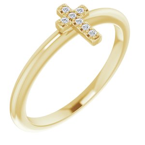 14K Yellow Gold .03 CTW Natural Diamond Stackable Cross Ring