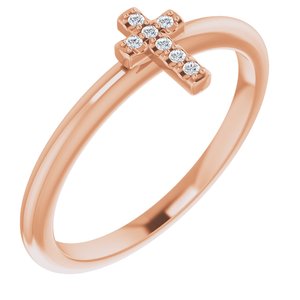 14K Rose Gold .03 CTW Natural Diamond Stackable Cross Ring