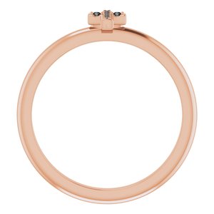 14K Rose Gold .04 CTW Natural Black Diamond Stackable Cross Ring