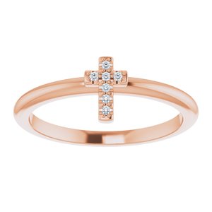 14K Rose Gold .03 CTW Natural Diamond Stackable Cross Ring