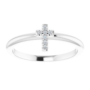 Platinum .03 CTW Natural Diamond Stackable Cross Ring