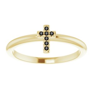 14K Yellow Gold .04 CTW Natural Black Diamond Stackable Cross Ring