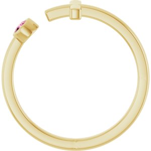14K Yellow Gold Natural Pink Tourmaline Negative Space Cross Ring