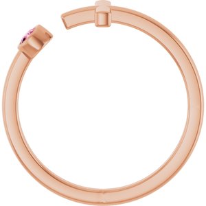 14K Rose Gold Natural Pink Tourmaline Negative Space Cross Ring