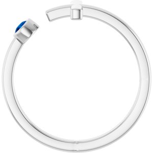 14K White Gold Lab-Grown Blue Sapphire Negative Space Cross Ring