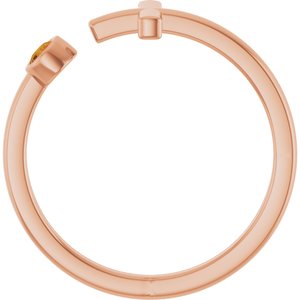 14K Rose Gold Natural Citrine Negative Space Cross Ring