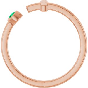 14K Rose Gold Natural Emerald Negative Space Cross Ring