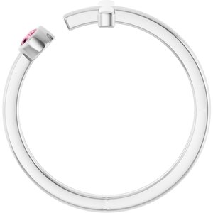 Sterling Silver Natural Pink Tourmaline Negative Space Cross Ring