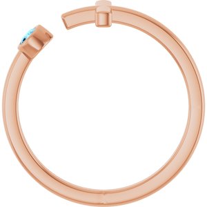 14K Rose Gold Natural Aquamarine Negative Space Cross Ring