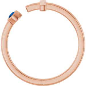 14K Rose Gold Lab-Grown Blue Sapphire Negative Space Cross Ring