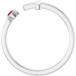 Platinum Lab-Grown Ruby Negative Space Cross Ring