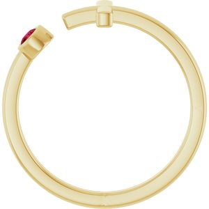 14K Yellow Gold Natural Ruby Negative Space Cross Ring