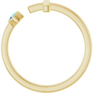 14K Yellow Gold Natural Aquamarine Negative Space Cross Ring