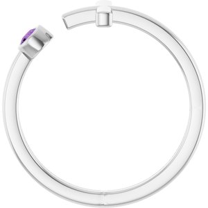 14K White Gold Natural Amethyst Negative Space Cross Ring