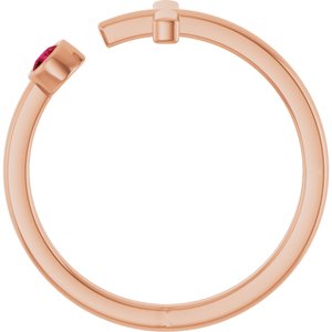 14K Rose Gold Natural Ruby Negative Space Cross Ring