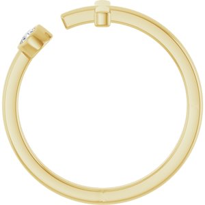 14K Yellow Gold .06 CTW Natural Diamond Negative Space Cross Ring